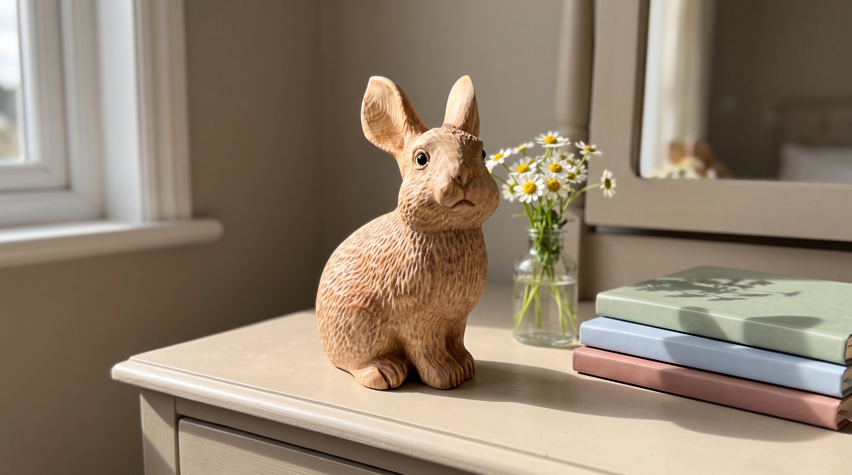 Carved Wooden Rabbit Sculpture: A Gentle Accent for Any Space