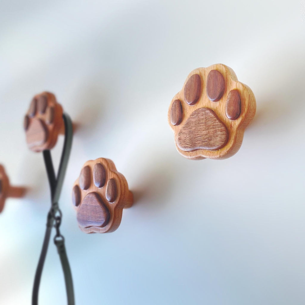 Wood Coat Wall Hook Dog Paw Leash Accessories Storage Holder Mounted Rustic Wooden Hat Cap Towel Rack Hanger Farmhouse Decorative Room Décor