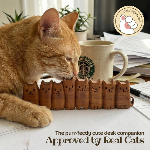 BeeRusty™ - Hand-Carved Wooden Cats Figurine