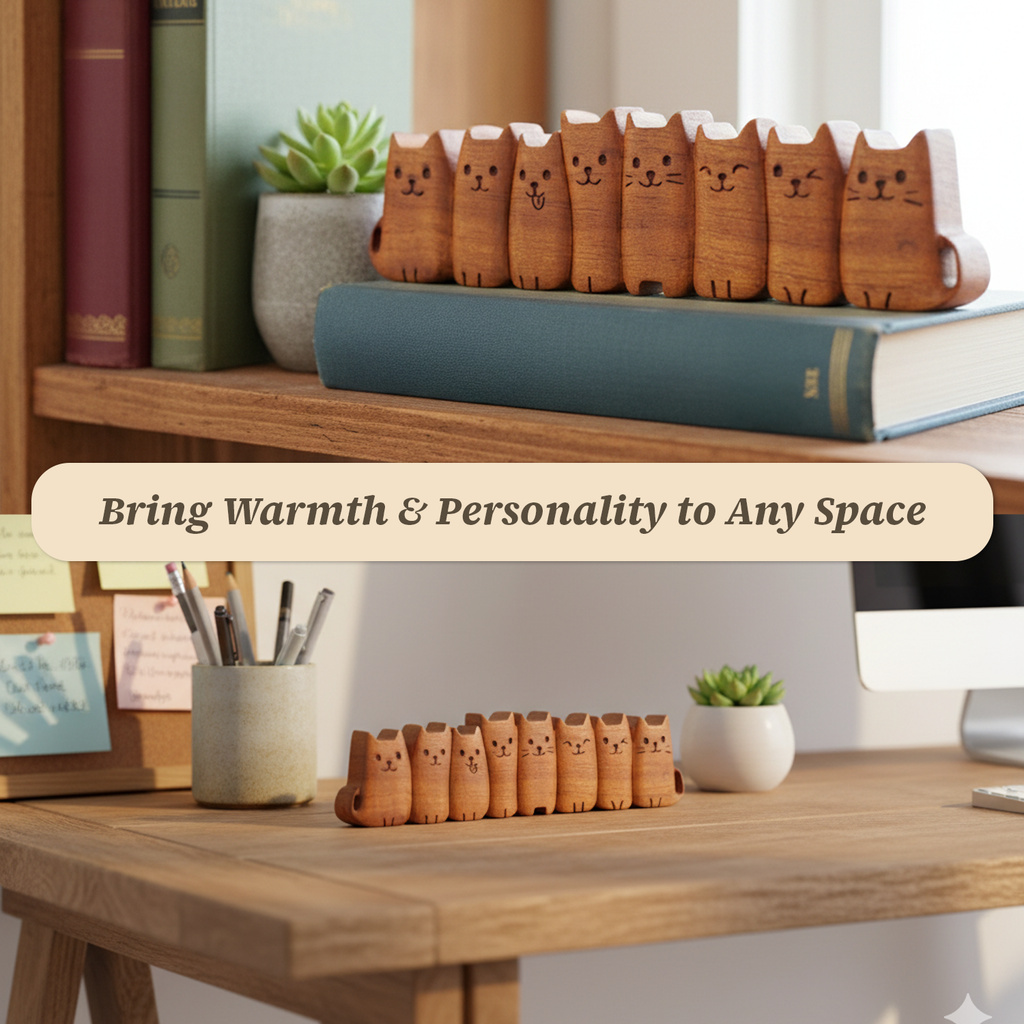 BeeRusty™ - Hand-Carved Wooden Cat Figurine