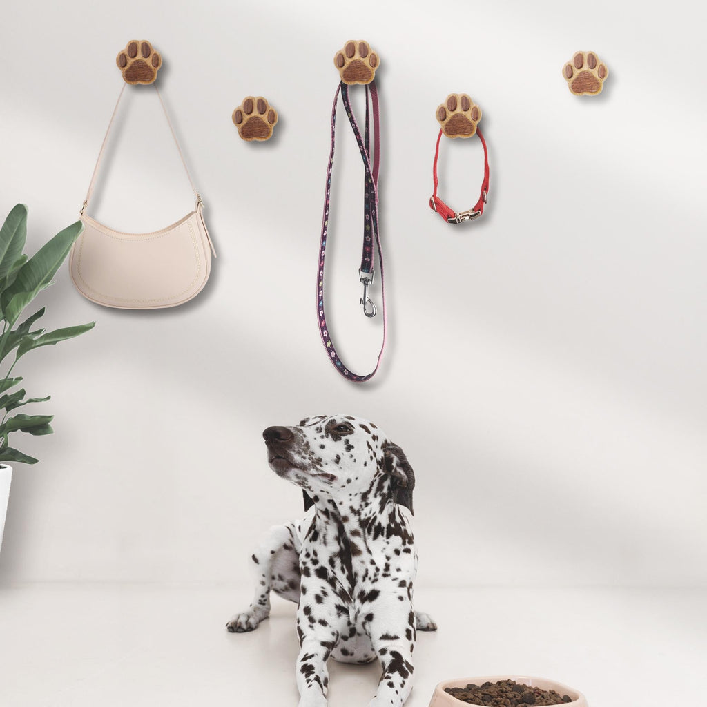 Wood Coat Wall Hook Dog Paw Leash Accessories Storage Holder Mounted Rustic Wooden Hat Cap Towel Rack Hanger Farmhouse Decorative Room Décor