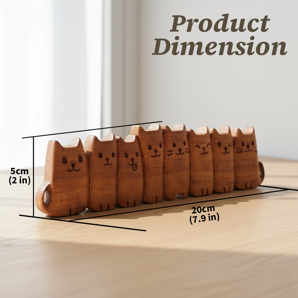 BeeRusty™ - Hand-Carved Wooden Cat Figurine