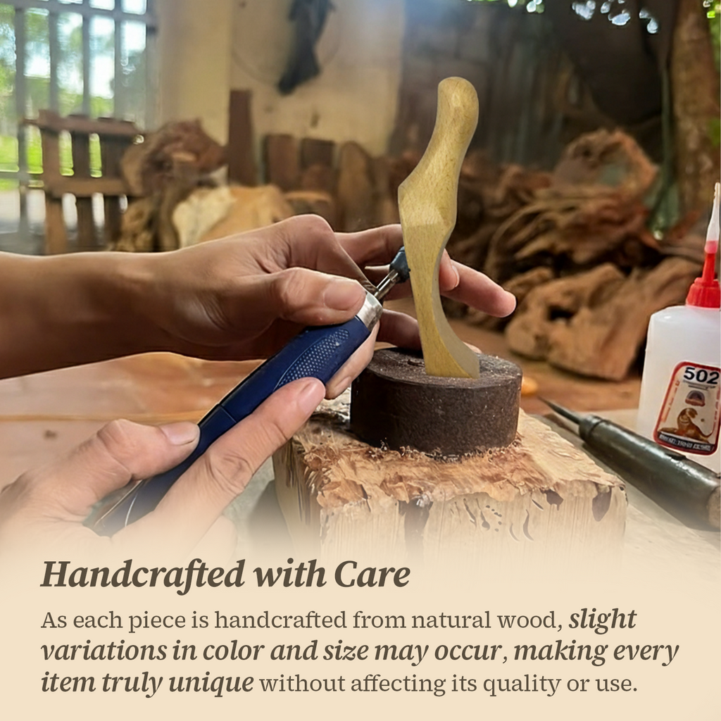 BeeRusty™ – Set of 6 Hand-carved Wooden Coasters with Snail Holder