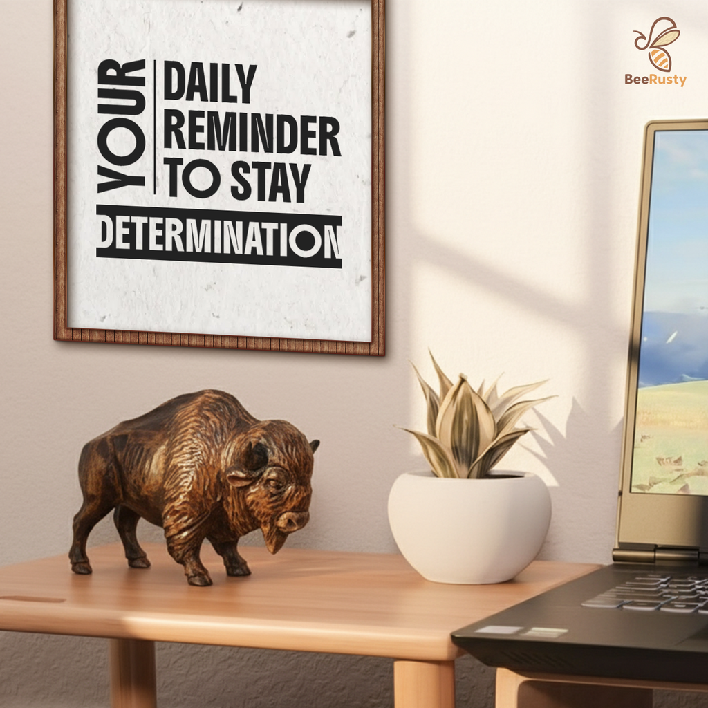 BeeRusty™ Hand-Carved Wooden Bison Figurine