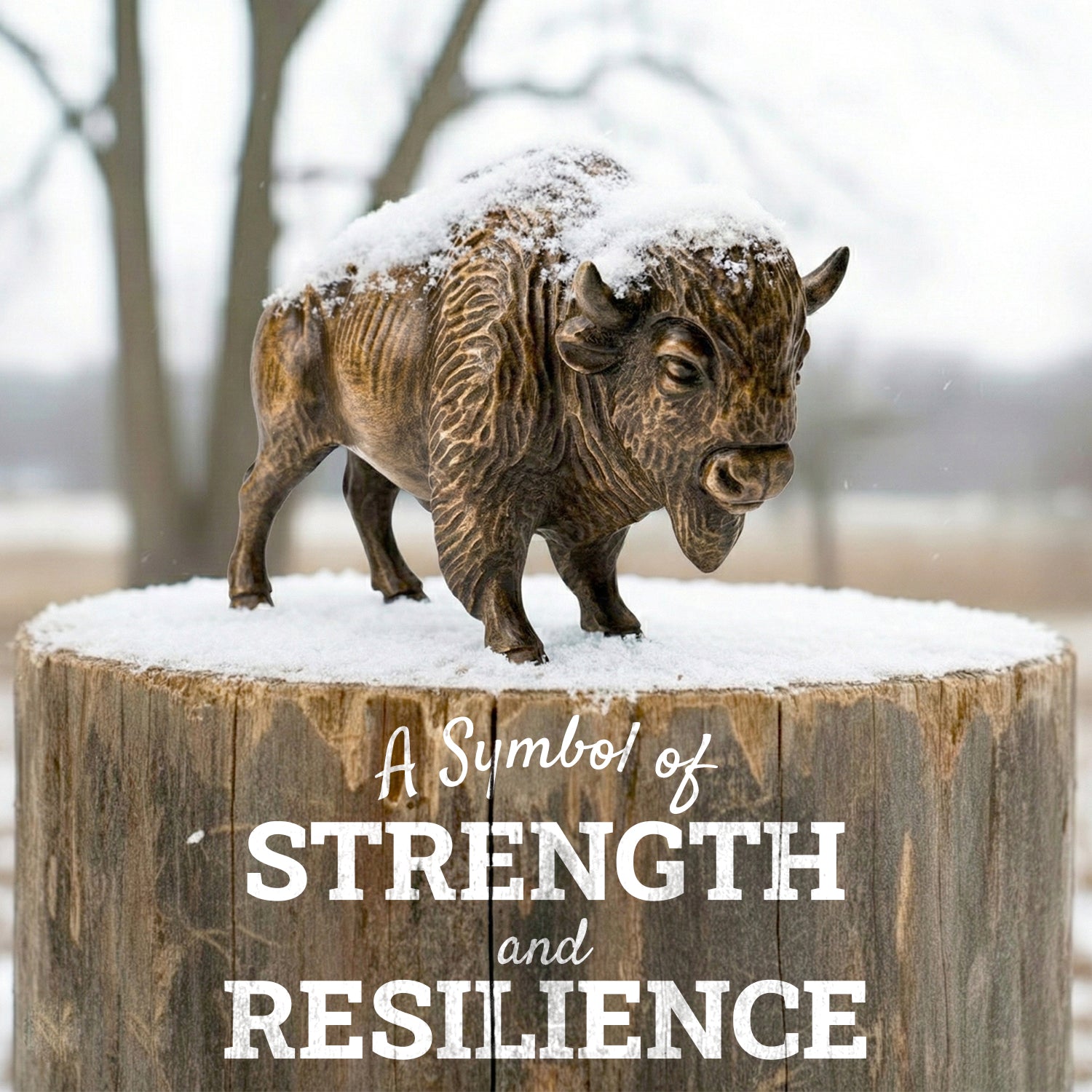 Hand Carved Wooden Bison Figurine - Rustic Western Decor & Buffalo Statue - Solid Wood American Buffalo Sculpture - Western Home Accents Gift for Men