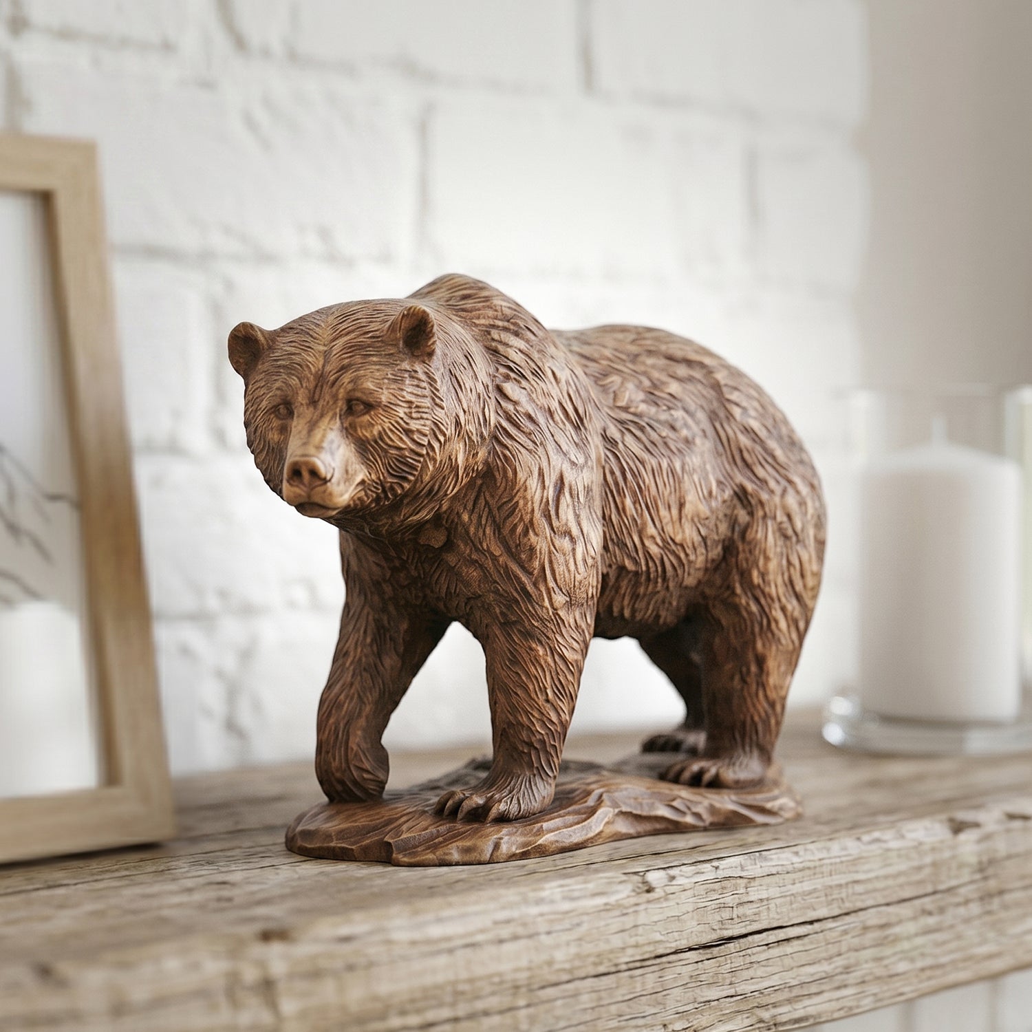 Wooden Grizzly Bear Figurine | Hand-Carved Cabin Decor – BeeRusty