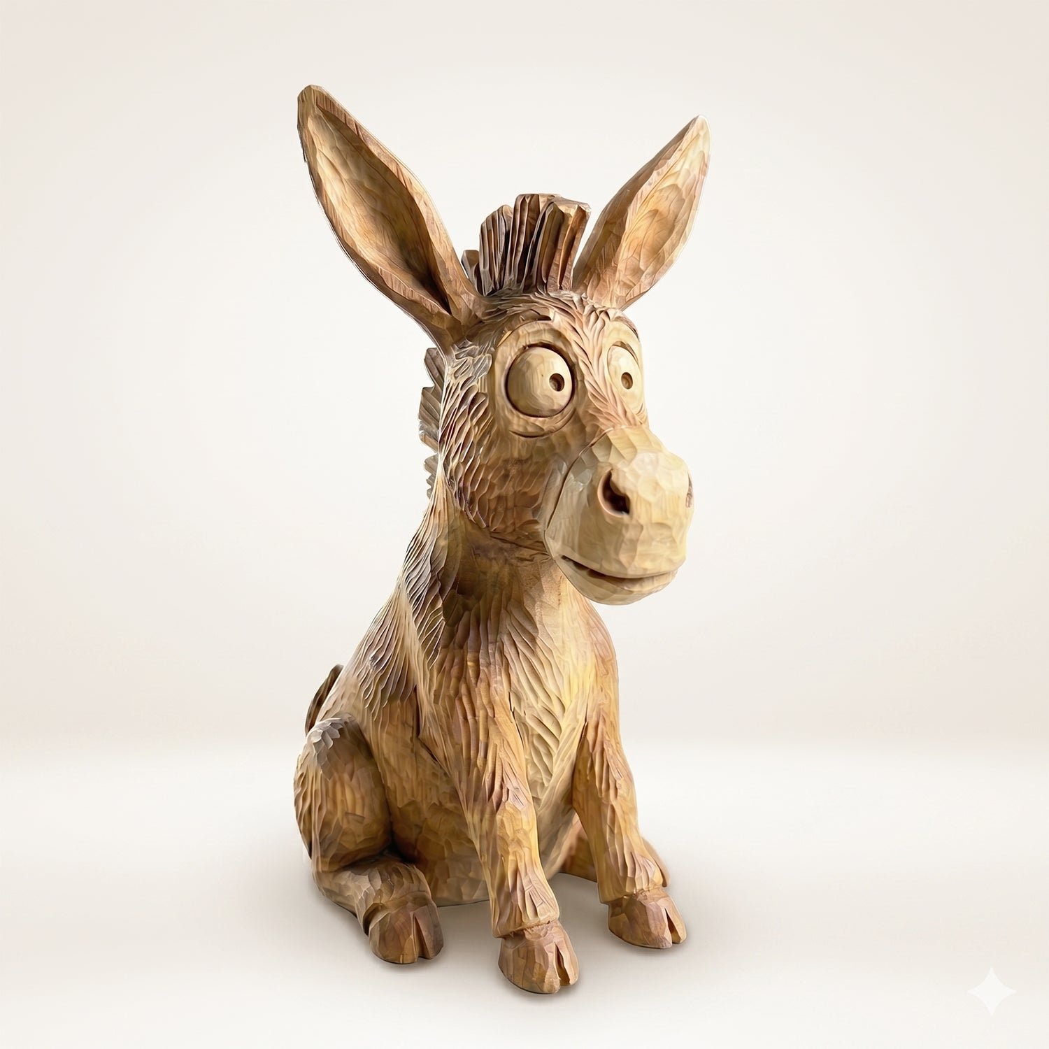Donkey Figurine - Hand-carved Wooden Animal Figurine