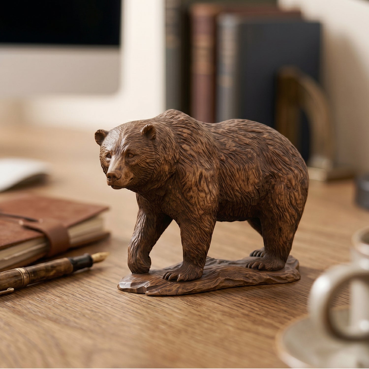 Wooden Grizzly Bear Figurine | Hand-Carved Cabin Decor – BeeRusty
