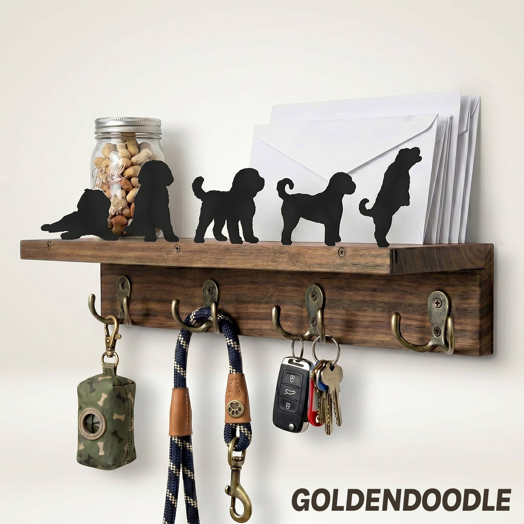 Wall Mounted Key Holder - Walnut Leash Hanger & Entryway Organizer (Custom Available)