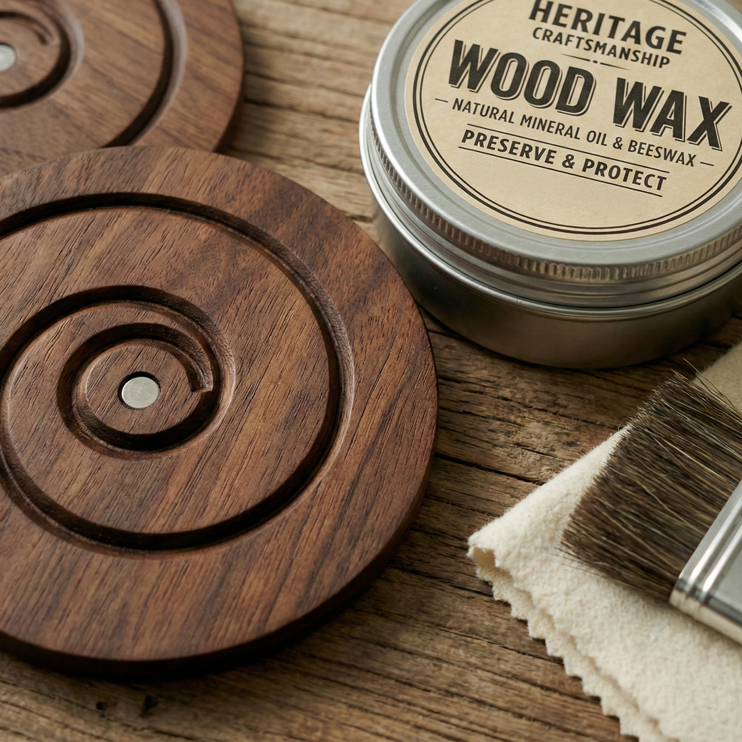 Snail Magnetic Wooden Coasters with Holder - Set of 6