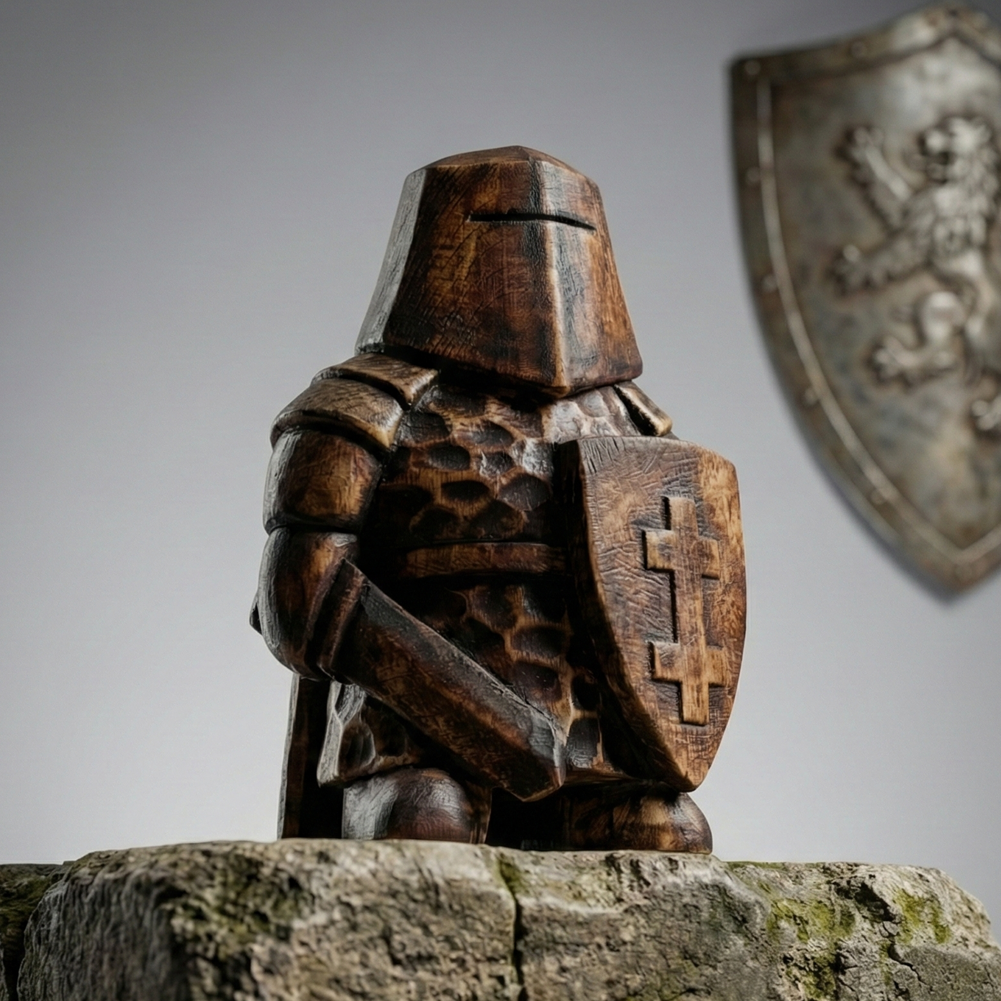 BeeRusty™ - Hand Carved Wooden Knight Figurine