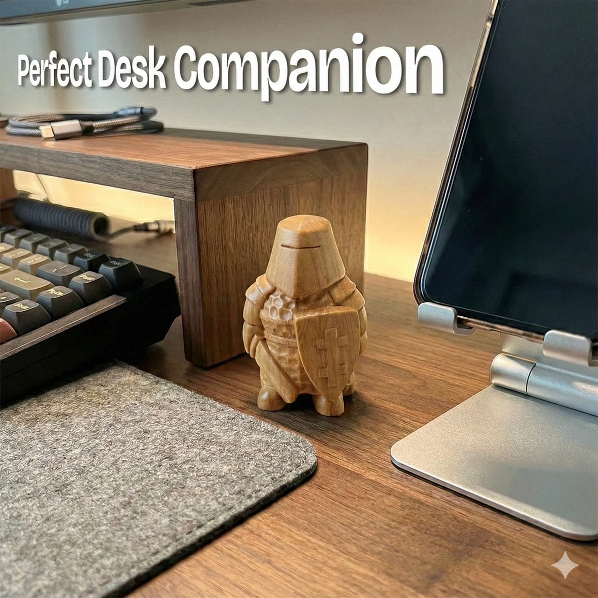 BeeRusty™ - Hand Carved Wooden Knight Figurine