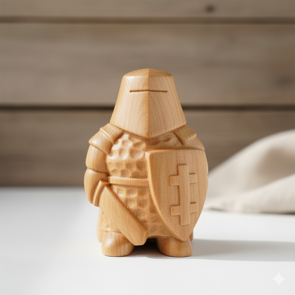 BeeRusty™ - Hand Carved Wooden Knight Figurine