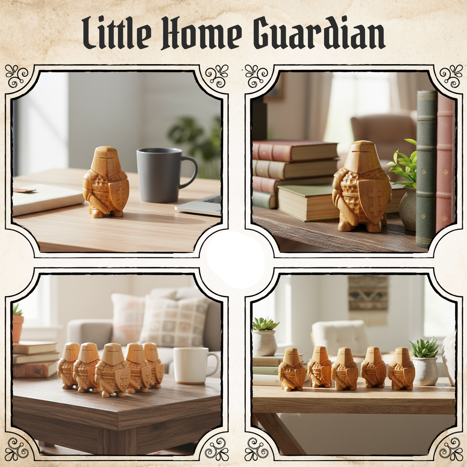 BeeRusty™ - Hand Carved Wooden Knight Figurine