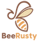 Logo of BeeRusty with a stylized bee design on a white background