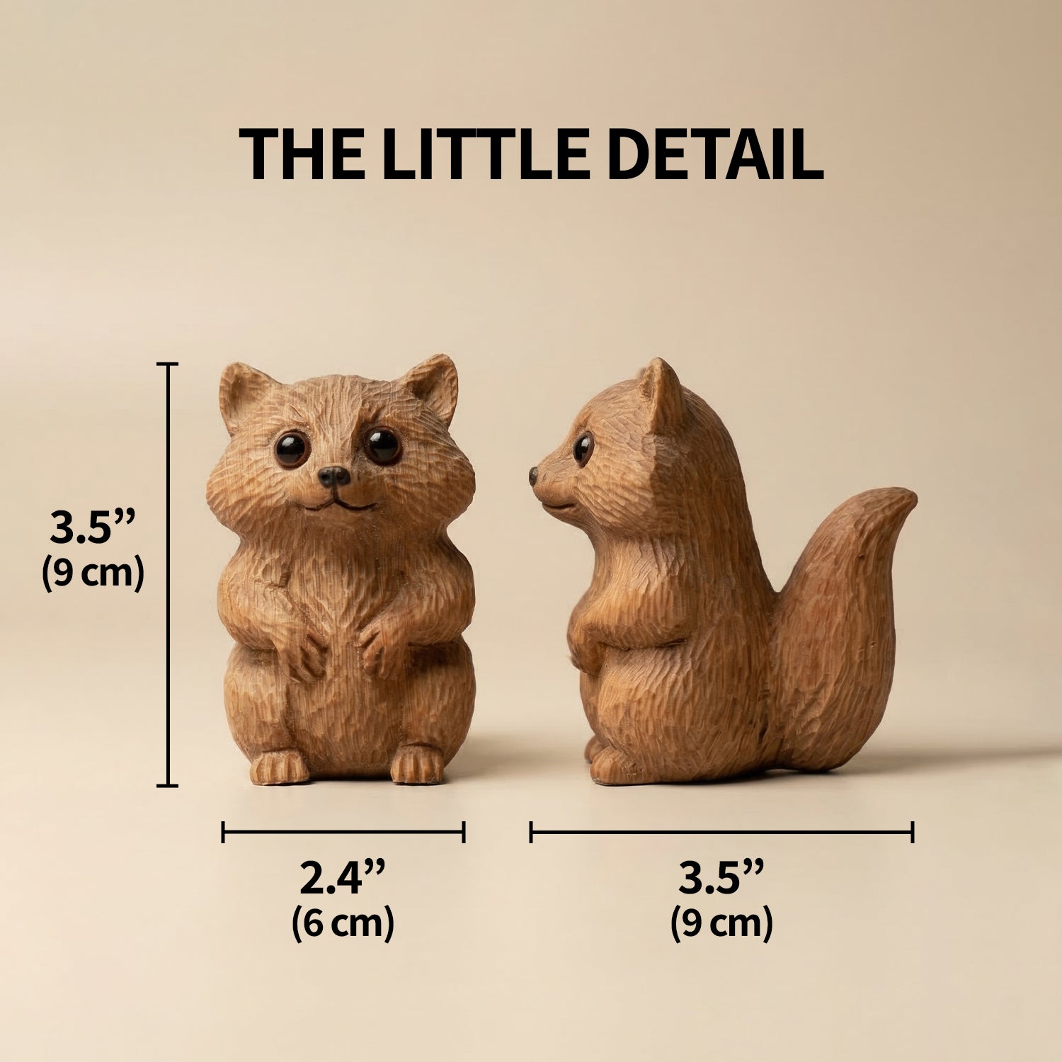 Raccoon Figurine - Hand-carved Wooden Animal Figurine