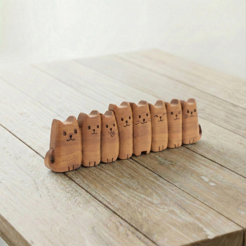 BeeRusty™ - Hand-Carved Wooden Cat Figurine