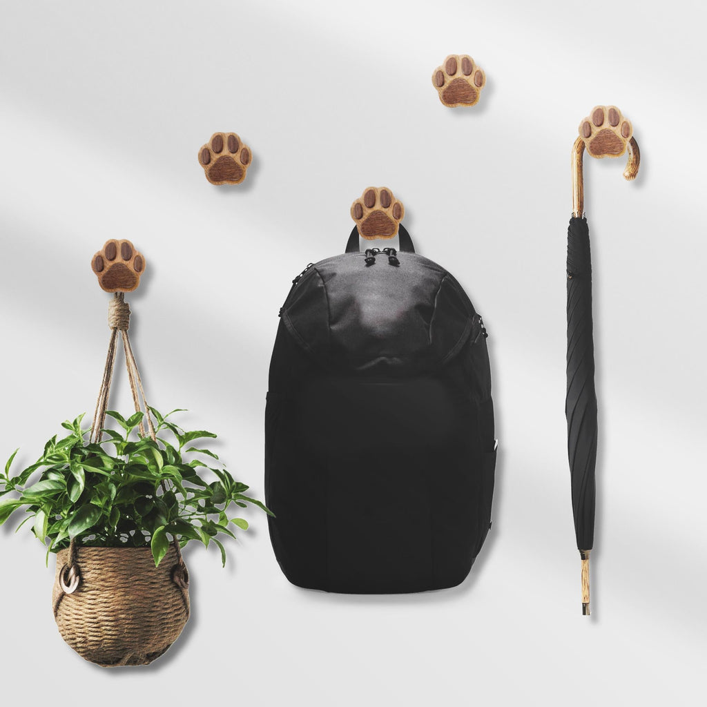 Wood Coat Wall Hook Dog Paw Leash Accessories Storage Holder Mounted Rustic Wooden Hat Cap Towel Rack Hanger Farmhouse Decorative Room Décor