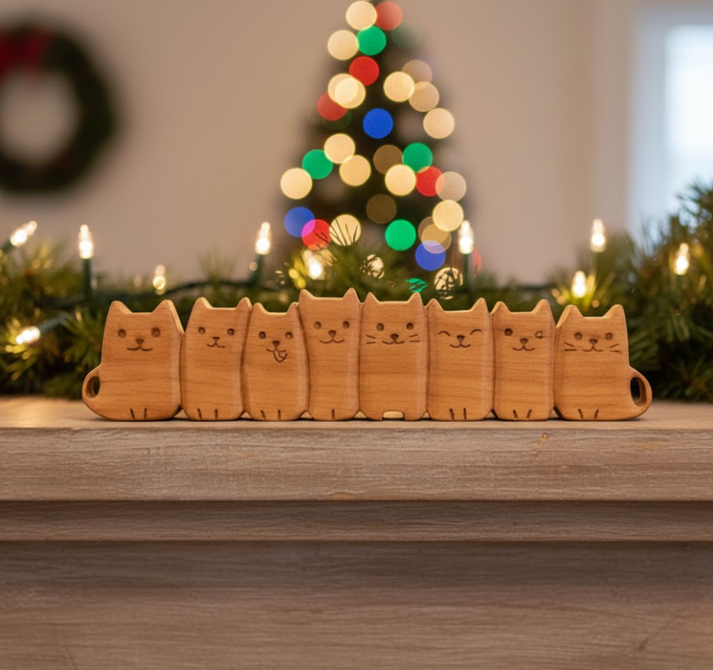 BeeRusty™ - Hand-Carved Wooden Cat Figurine