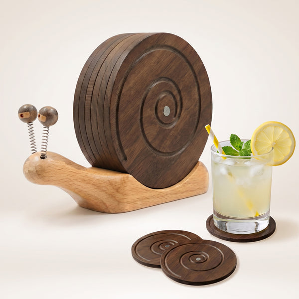 Snail Magnetic Wooden Coasters with Holder - Set of 6 – BeeRusty
