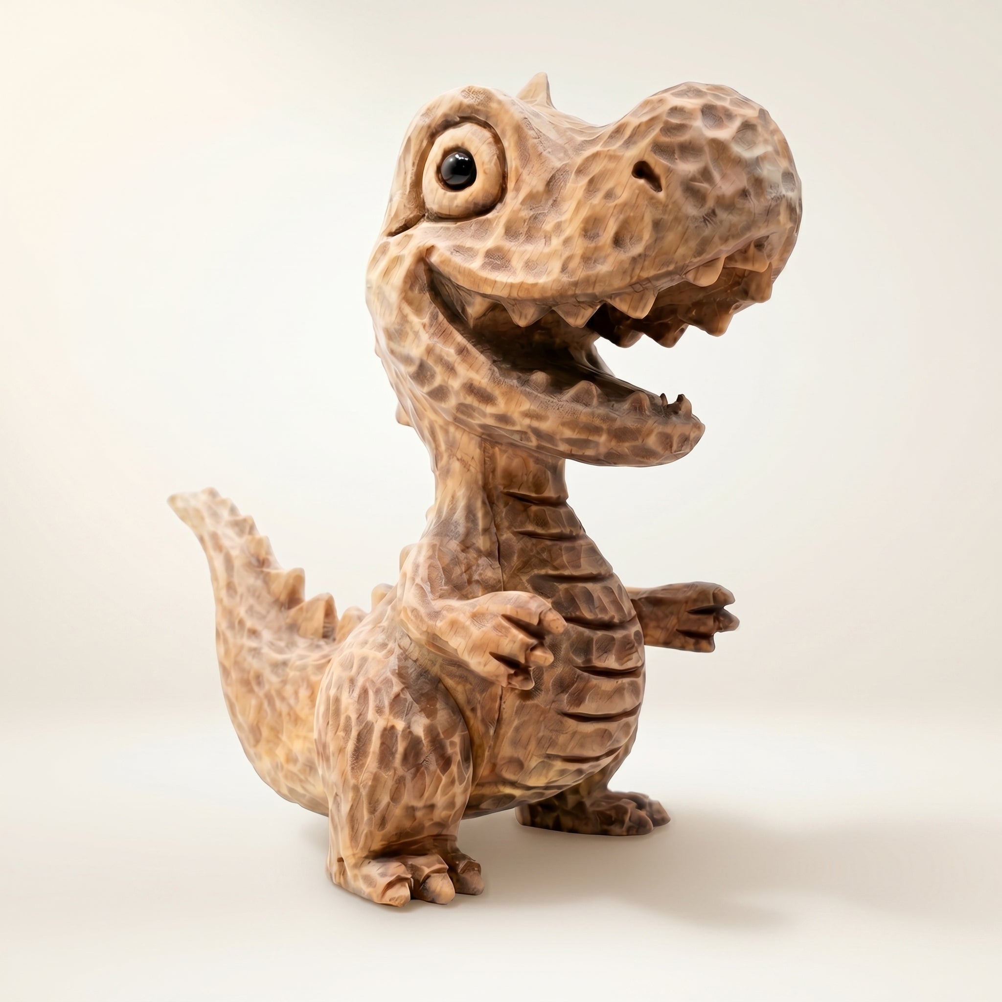 T-Rex Figurine - Hand-carved Wooden Animal Figurine
