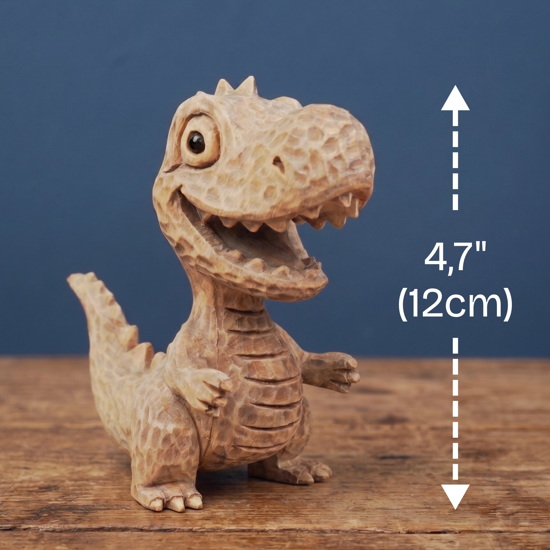 T-Rex Figurine - Hand-carved Wooden Animal Figurine