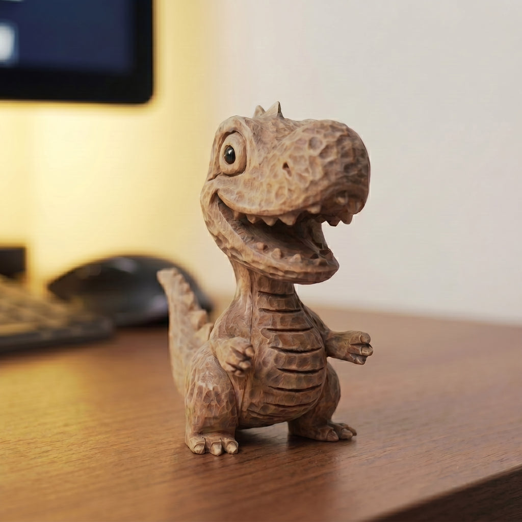 T-Rex Figurine - Hand-carved Wooden Animal Figurine
